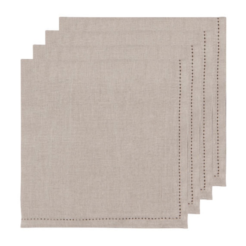 Natural Hemstitch Linen Napkins Set of 4