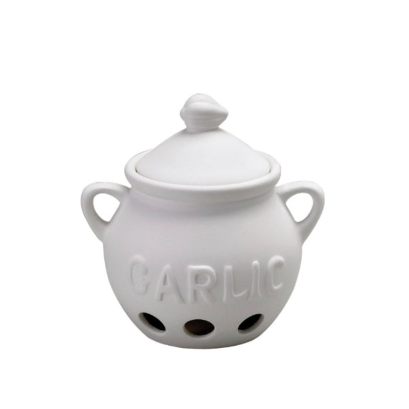 --White, Ceramic Garlic Keeper