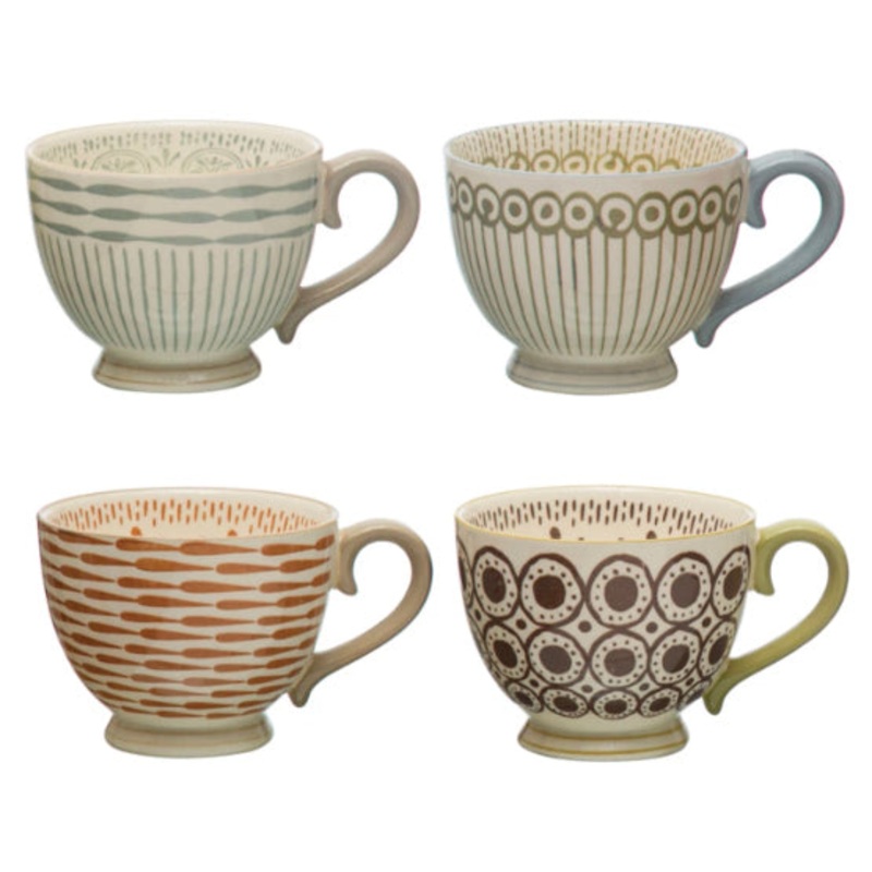 10 oz. Stoneware Mug w/ Pattern, asst