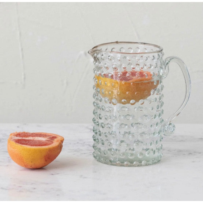 42 oz. Hand-Blown Glass Hobnail Pitcher
