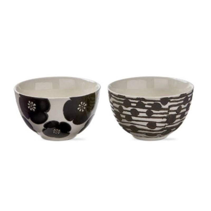 Black Multi Flower & Dot Snack Bowl