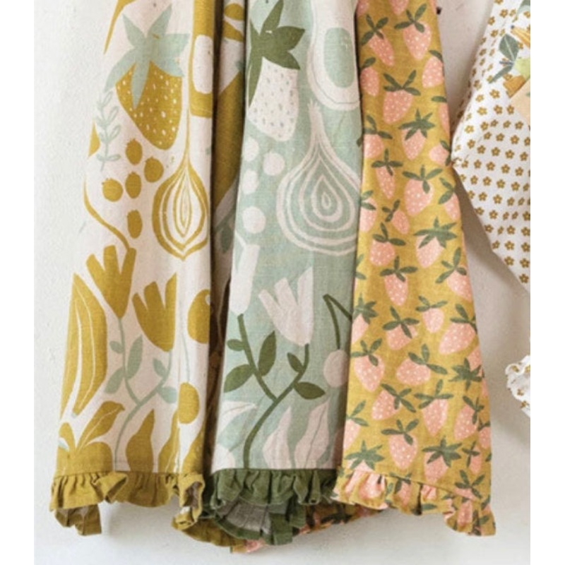 Tea Towel w/ Ruffle & Loop, asst
