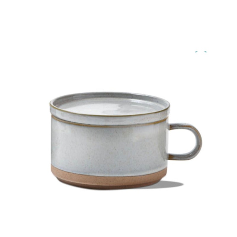 White Stacking Soup Mug Lid St