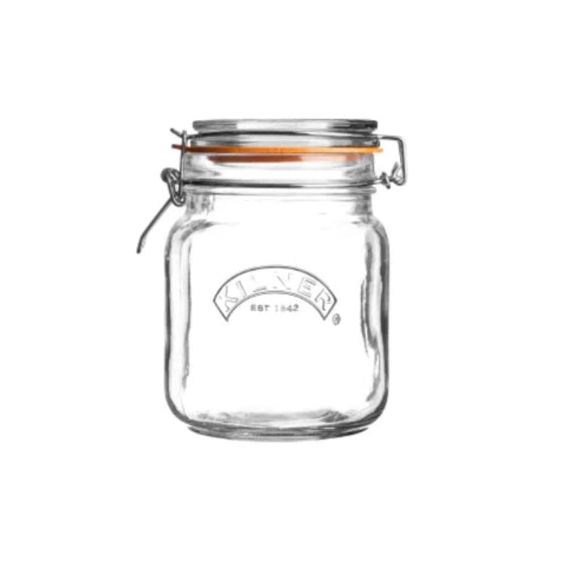34 oz Clip Top Square Jar