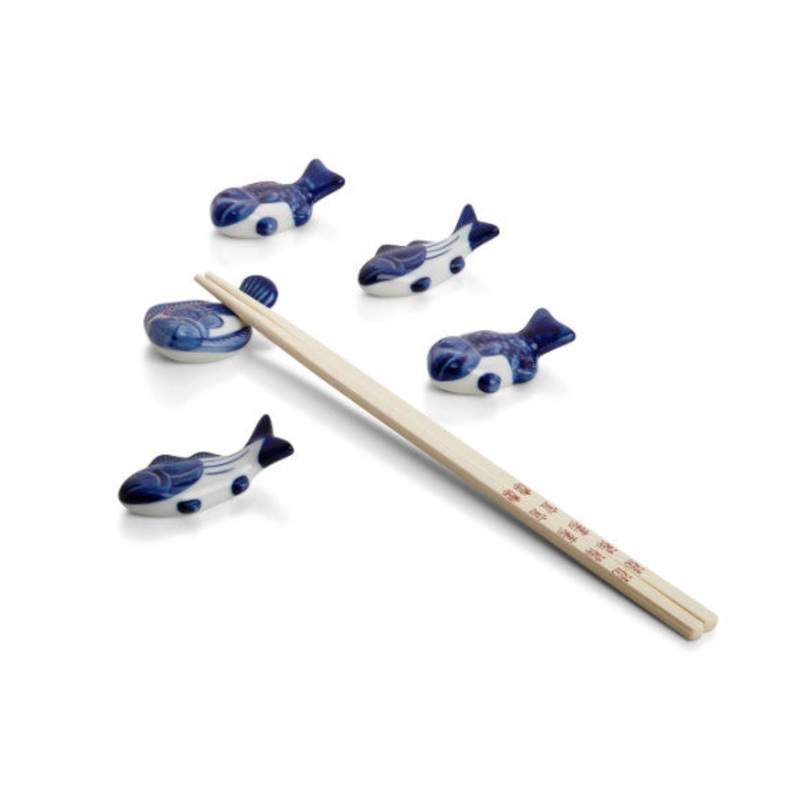 Blue Fish Chopstick Rests 5/pc