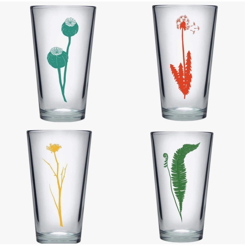 Botanical Colors Pint Glass Box of 4 Mixed