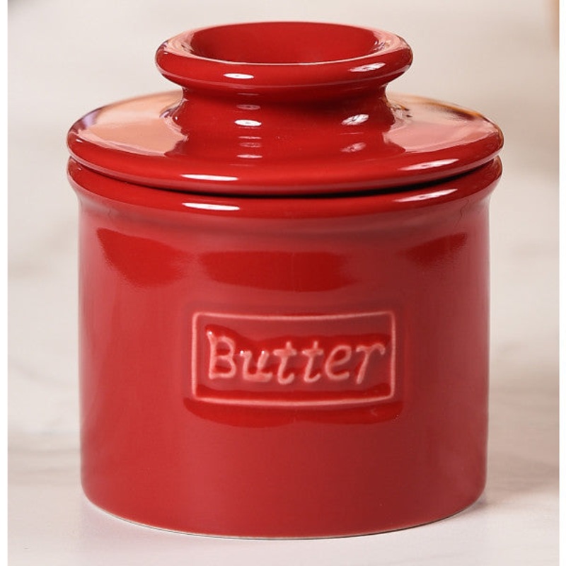 Retro Red Butter Bell Crock