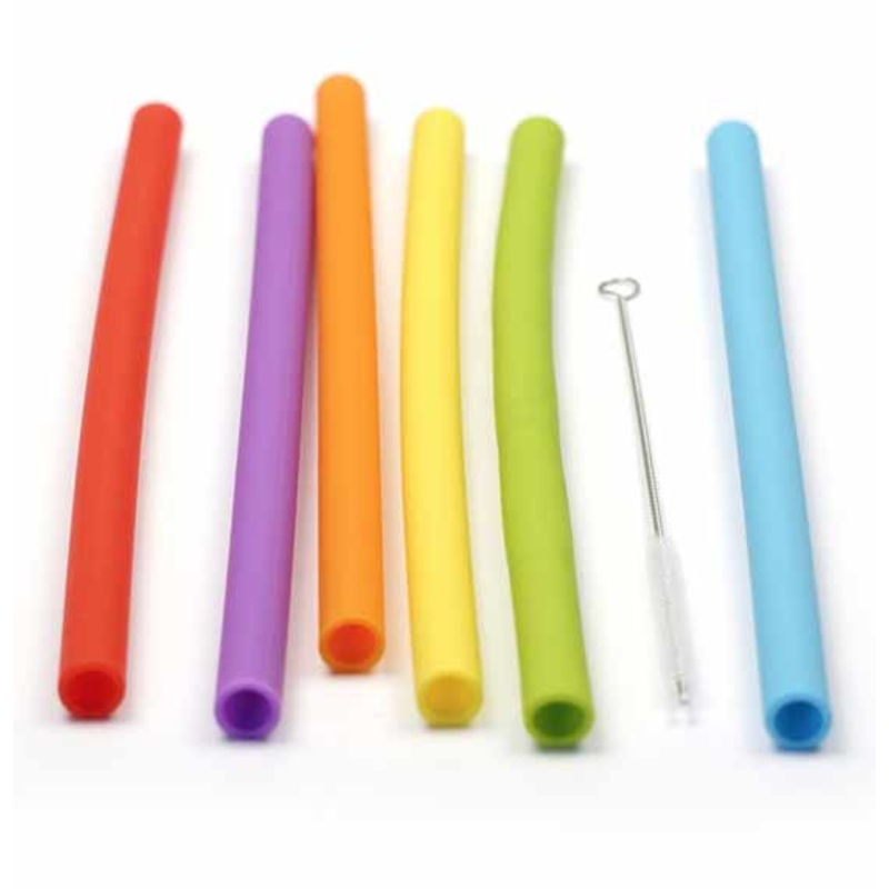 Silicone Smoothie Straws 4/set