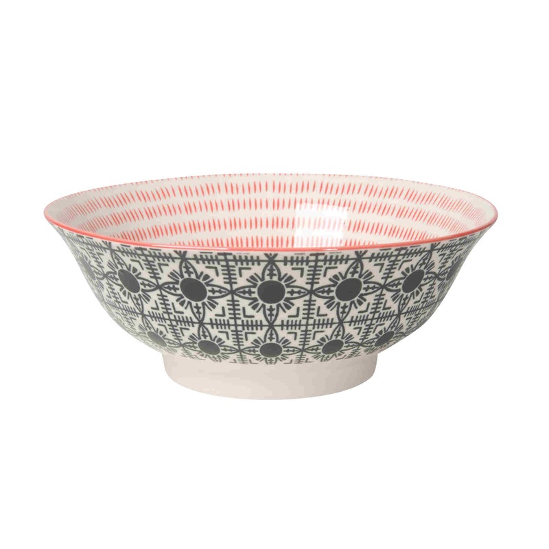 Black Tile/Red 8"  Bowl