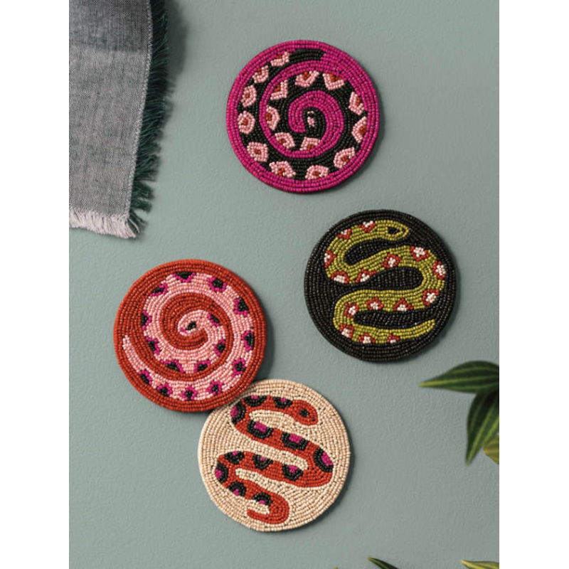Coaster Set4 Beaded Gardenland