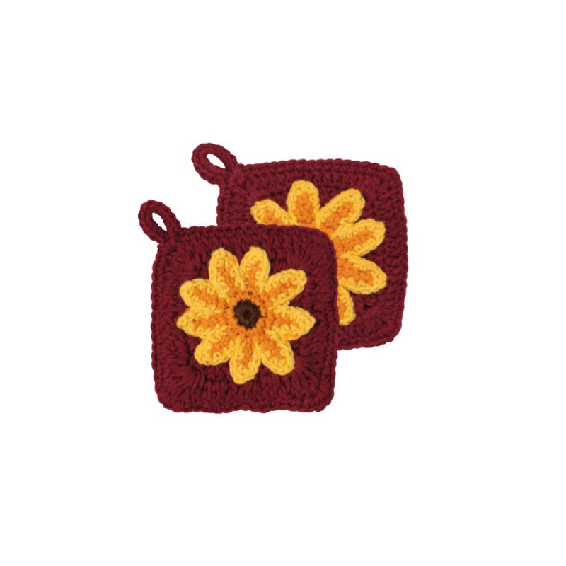 Crochet Sponge Sunflower Dishcloth 2/set
