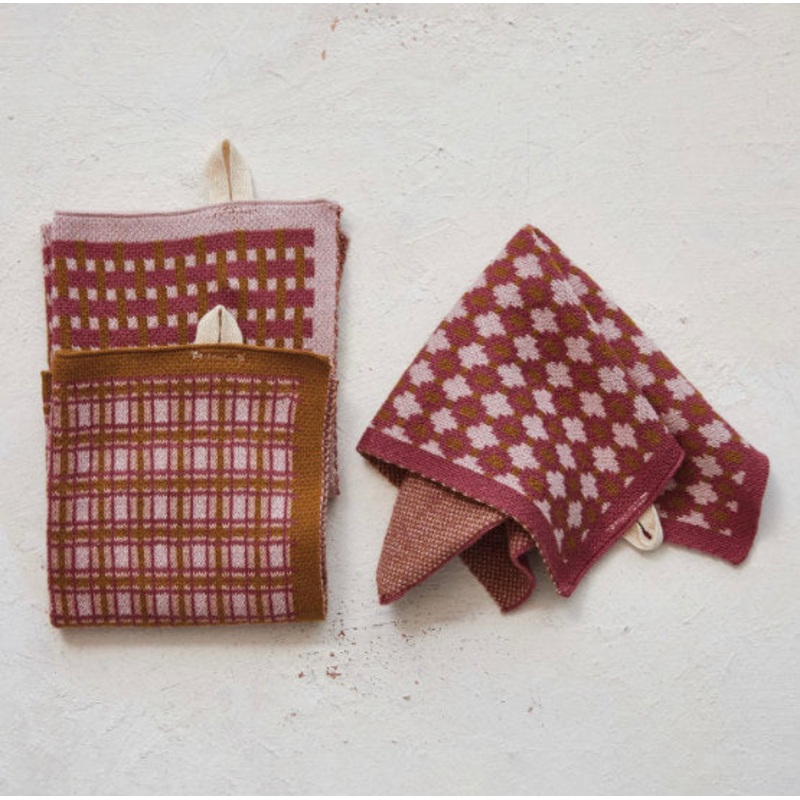 Knit Dish Wash w/ Pattern & Loop, asst