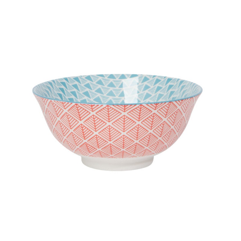 Red Blue Leaf Geo 6" Bowl