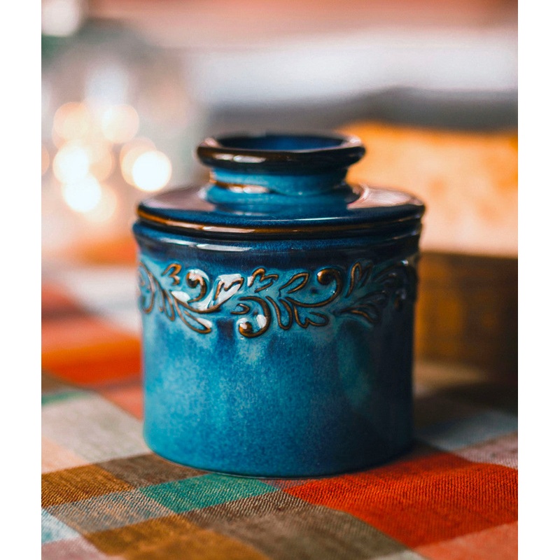 Antique Denim Butter Bell Crock