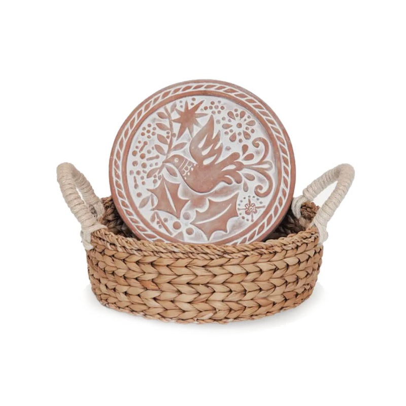 Bird Round  Bread Warmer & Wicker Basket