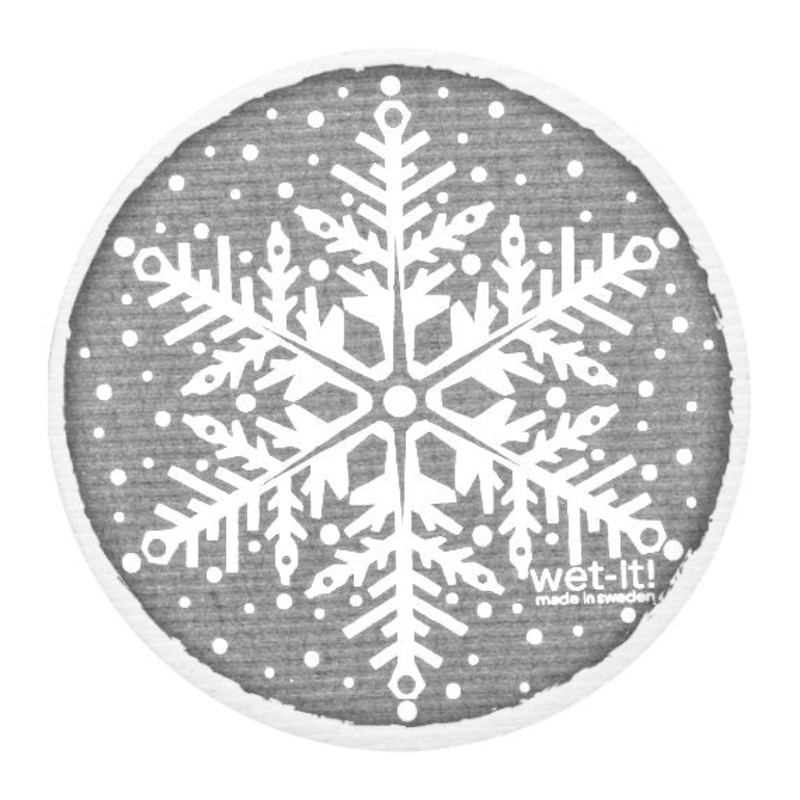 Gray Snowflake Round Swedish Dishcloth