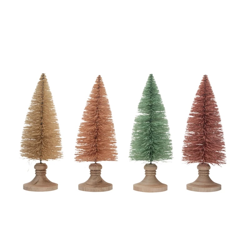 Sisal Bottle Brush Tree w/ Wood Base 7"