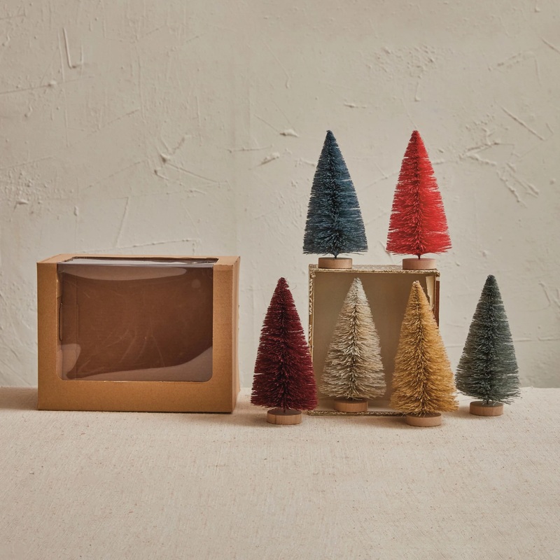 Sisal Bottle Brush Trees w/ Wood Bases