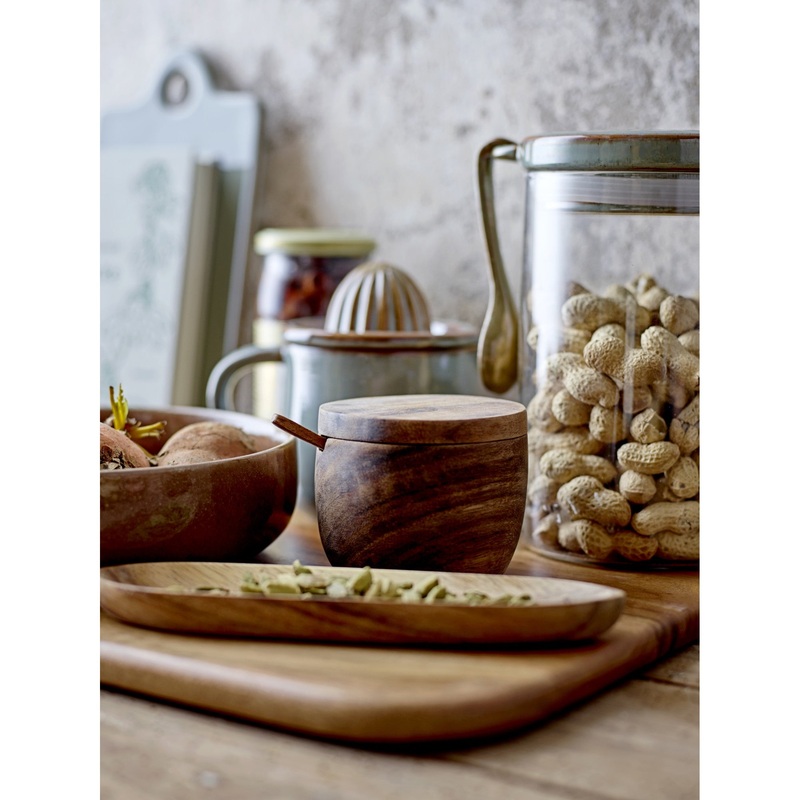 Acacia Wood Covered Jar