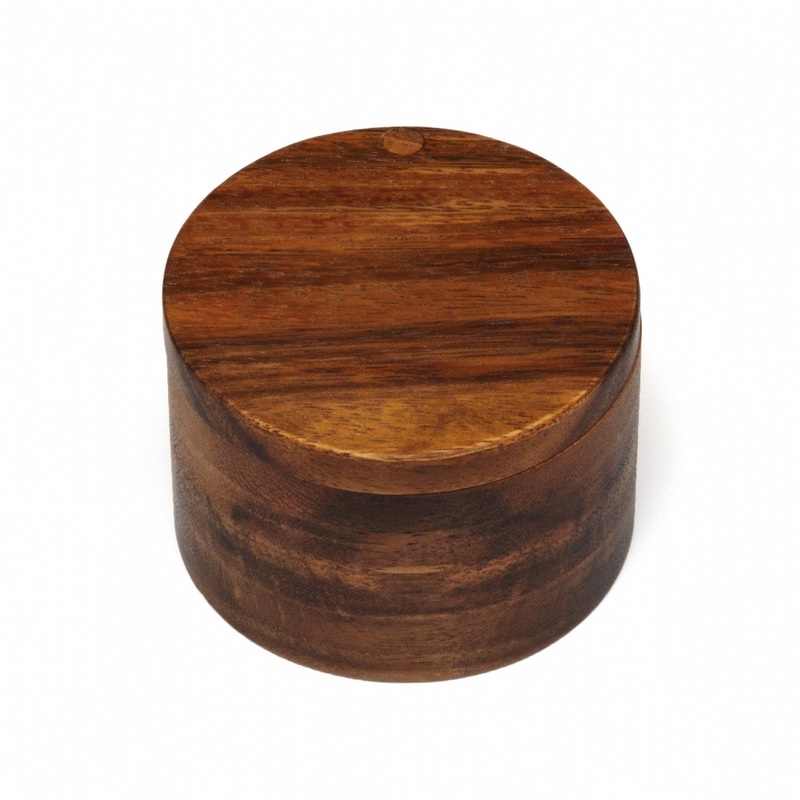 Acacia Salt Box with Swivel Cover