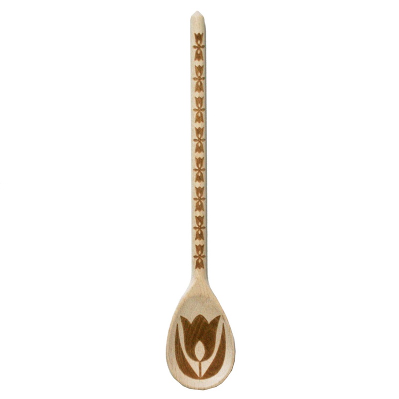 Engraved Wood Spoon Tulip