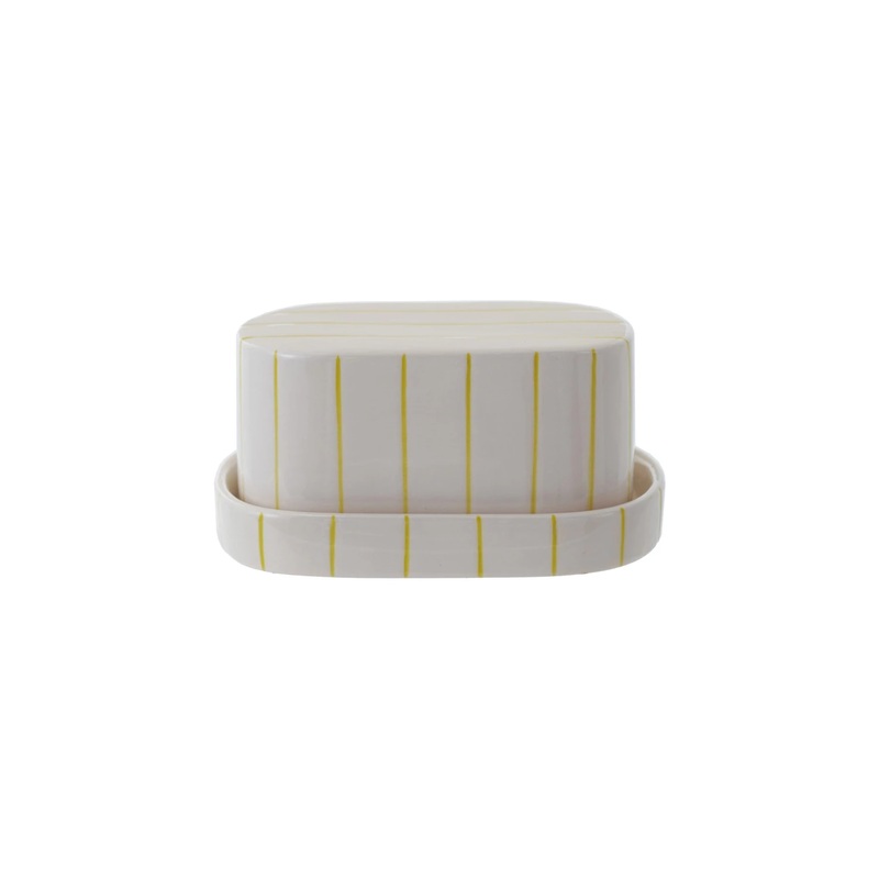 Hand-Painted Striped Butter Dish