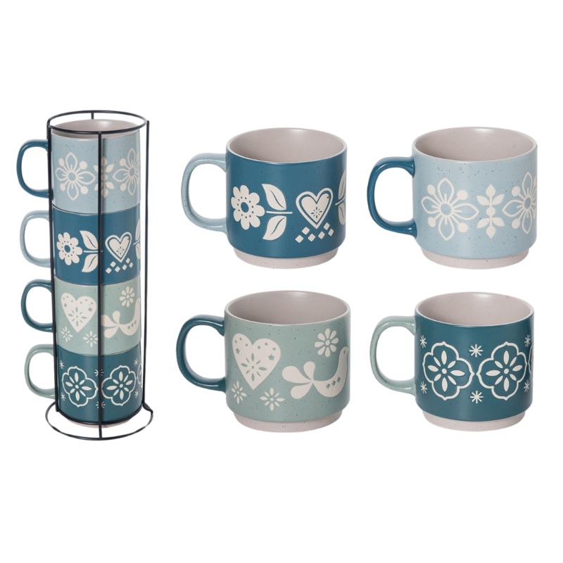 Stoneware Stacked Mugs