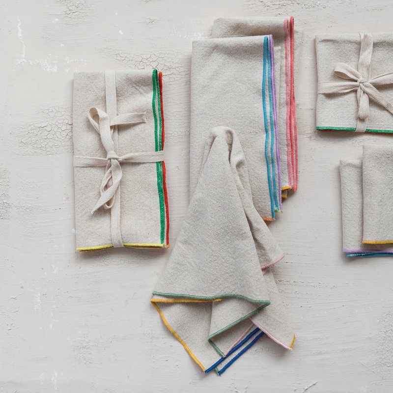 Woven Cotton Napkins Colored Edge