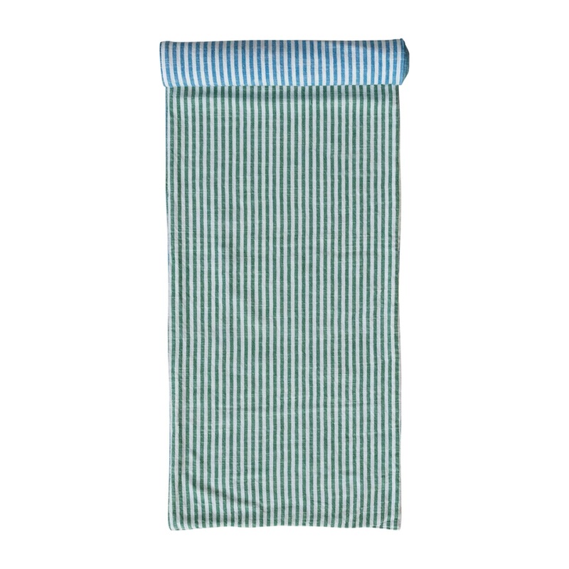 Woven Cotton Two-Sided Striped Table Runner