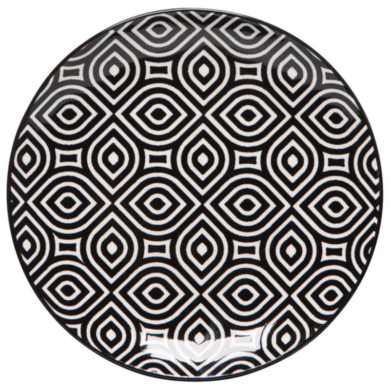 White Geo Stamped Appetizer Plate 6 inch