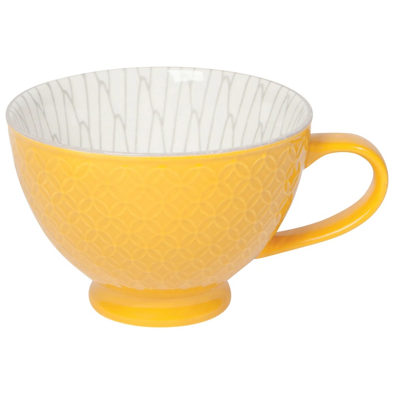 Yellow Stamped Latte Mug 14 oz