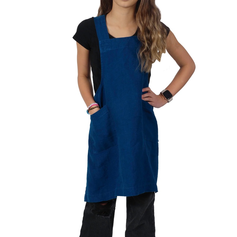 Kids Stonewashed Linen Smock Apron