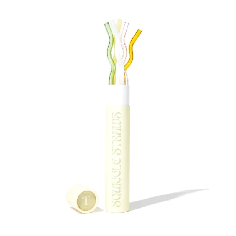 Squiggle Glass Straw Set of 5
