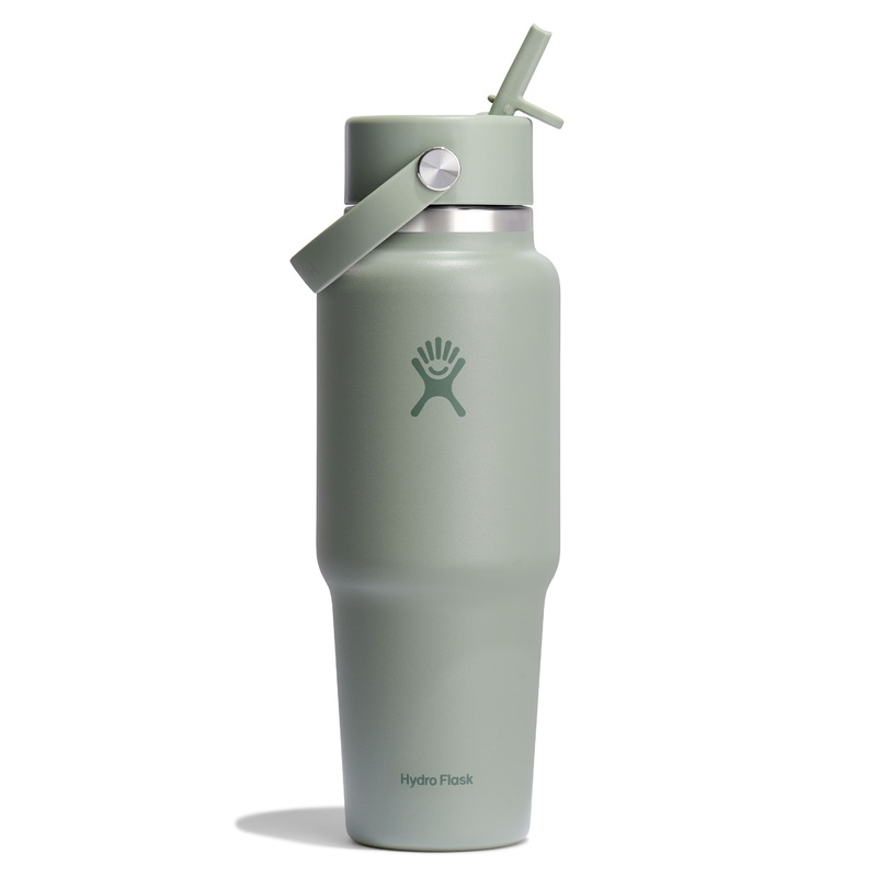 Wide Mouth Travel Bottle with Flex Straw Cap, 32 oz