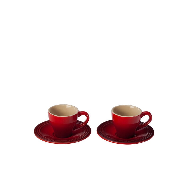 Espresso Cups & Saucers, Cerise