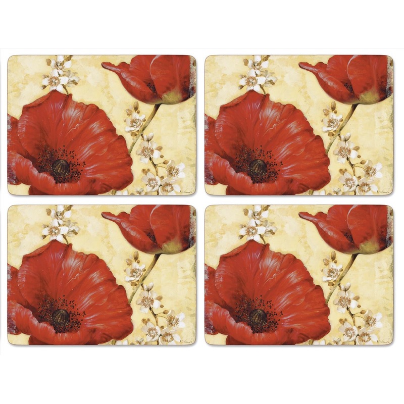 Cork Placemats Set, Poppy de Villeneuve