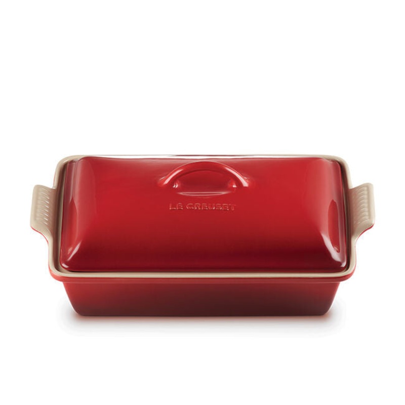 Rectangular Dish with Lid, Cerise