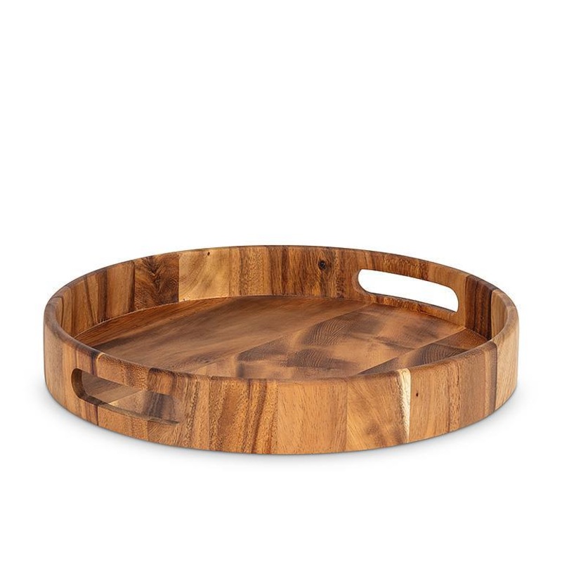 Round Serving Tray, Acacia Wood