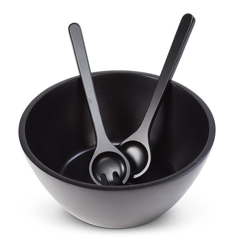 Salad Bowl & Servers Black (3 piece set)