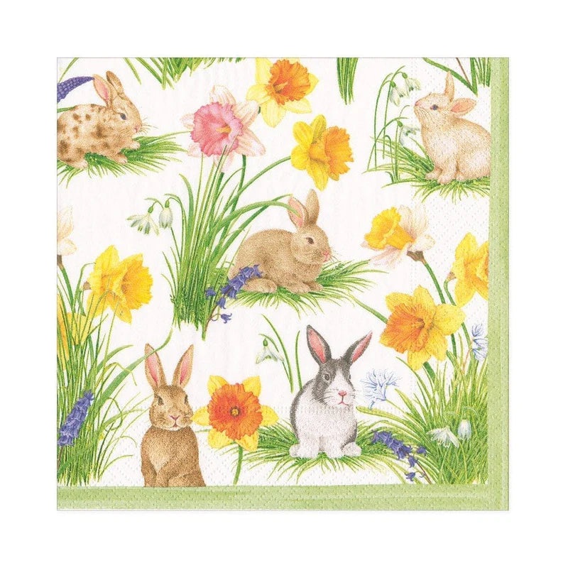 Caspari Bunnies and Daffodils Paper Luncheon Napkins