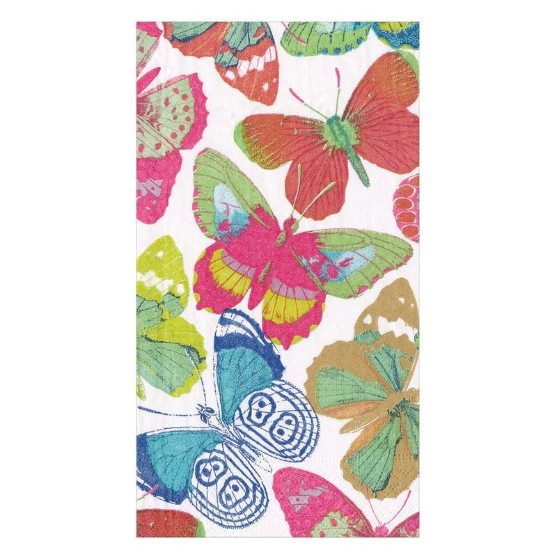 Caspari Butterflies Bright Guest Towel Napkins - 15 Per Package