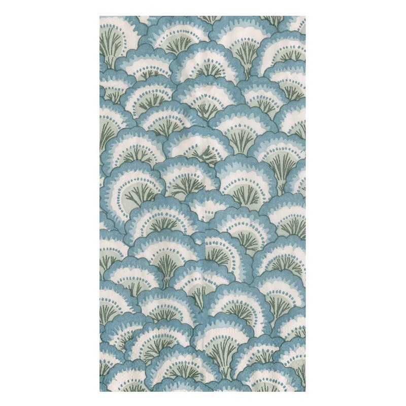 Caspari Pontchartrain Scallop Blue Guest Towel Napkins - 15 Per Package