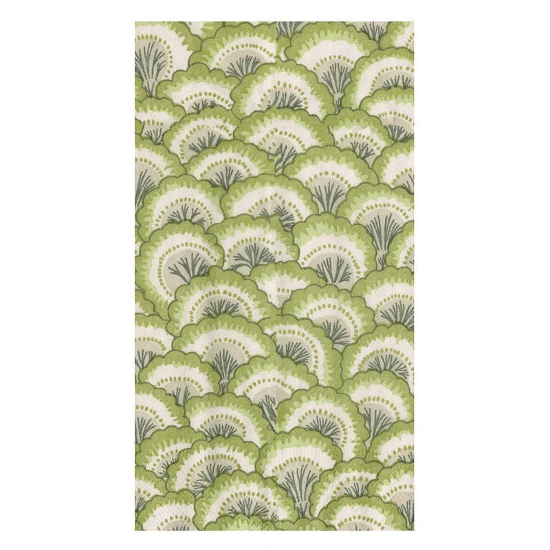 Caspari Pontchartrain Scallop Green Guest Towel Napkins - 15 Per Package
