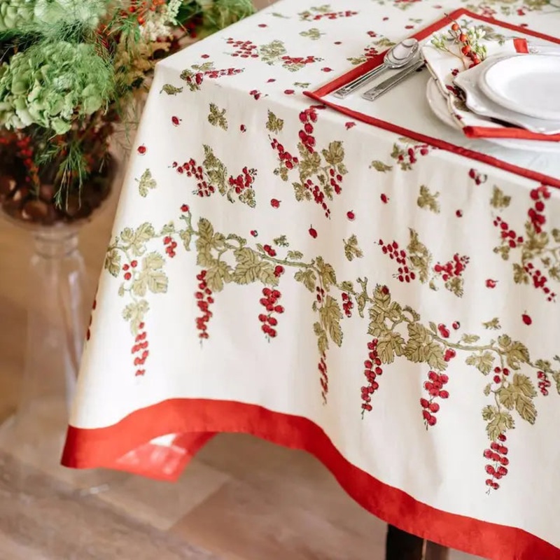 Couleur Nature Gooseberry Red & Green | Tablecloth 59" x 86"