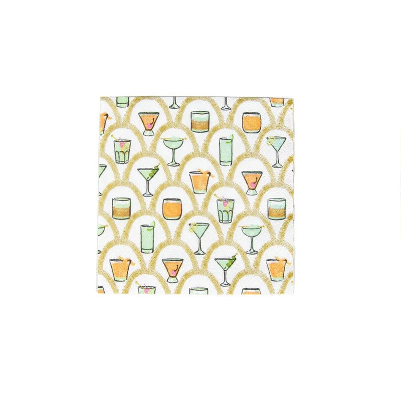 Caspari Deco Cocktails Cocktail Napkins - 20 Per Package
