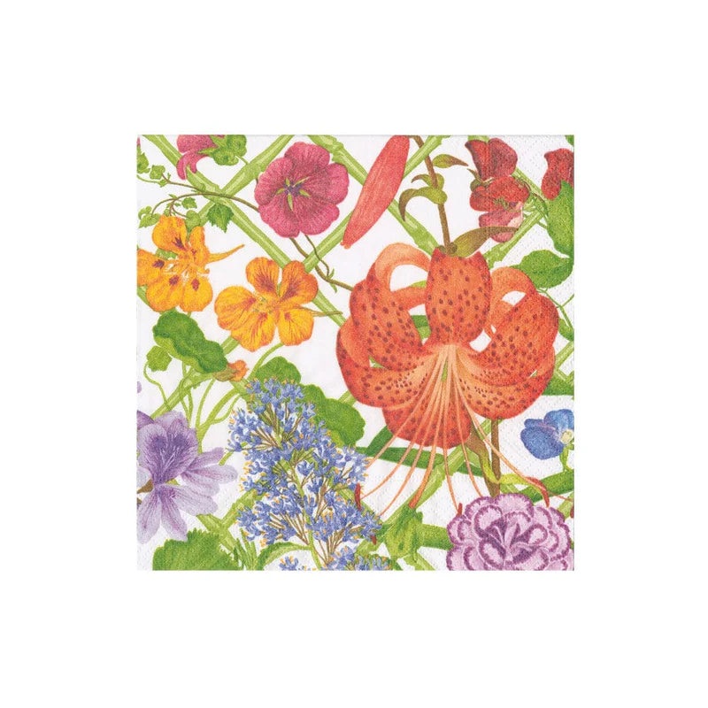 Caspari Floral Trellis Cocktail Napkins - 20 Per Package