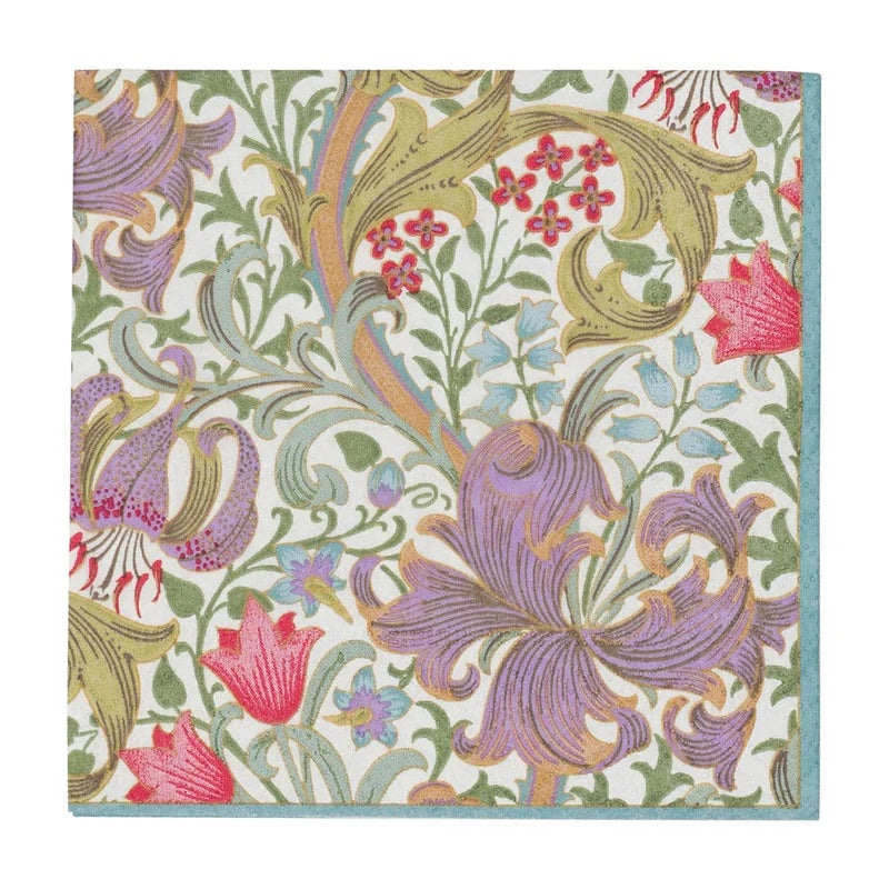 Caspari Golden Lily-Ivory Cocktail Napkins - 20 Per Package
