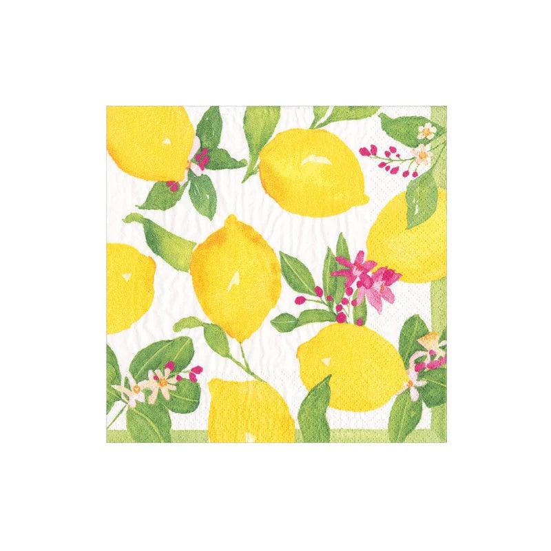 Caspari Limoncello Paper Cocktail Napkins - 20 per Package