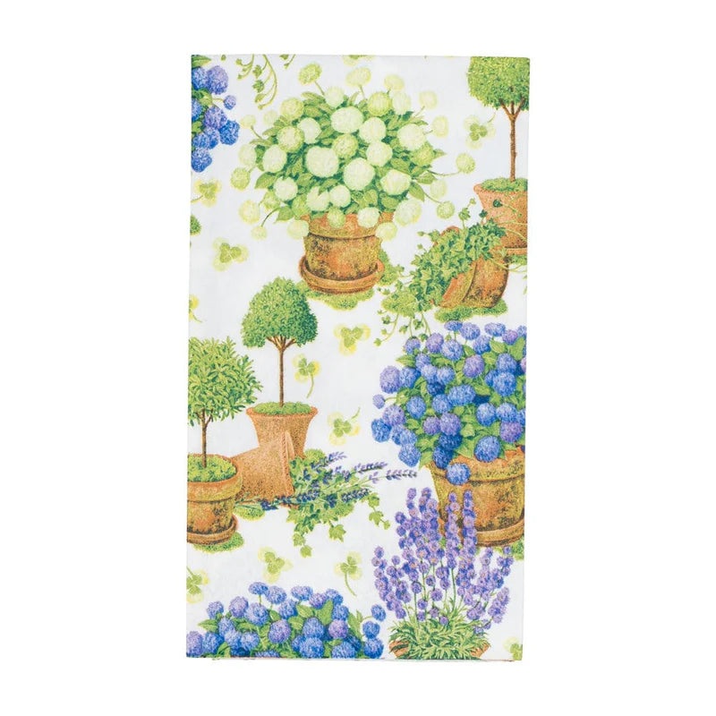 Caspari Potted Hydrangeas Guest Towel Napkins - 15 Per Package