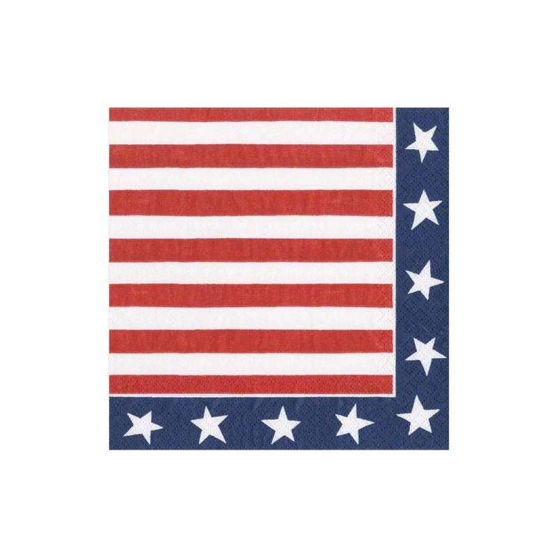 Caspari Red, White & Blue Paper Cocktail Napkins - 20 Per Package